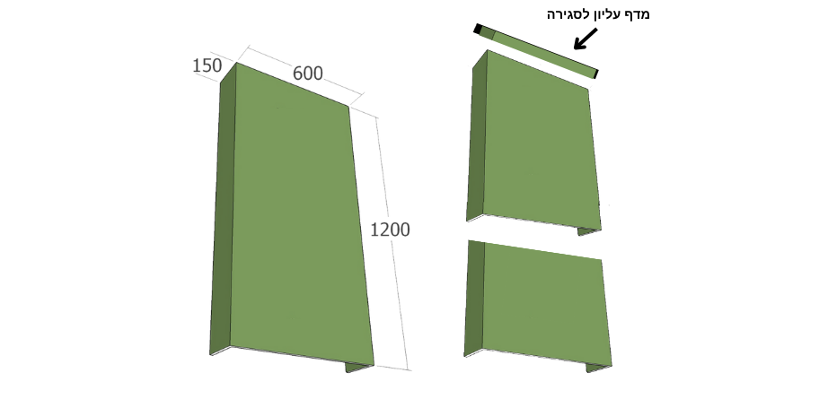 PG 108 מסתור לניאגרה בלי פתחים ליצירת ניאגרה סמויה עם מדף גבס עליון לסגירה