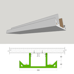 PG-27 פרופיל גבס למסגרת מסך טלוויזיה בשילוב תאורה דו צדדית