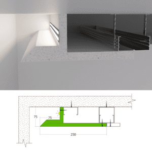 PG 56 פרופיל קצה מגבס לתקרה צפה עם תאורה נסתרת