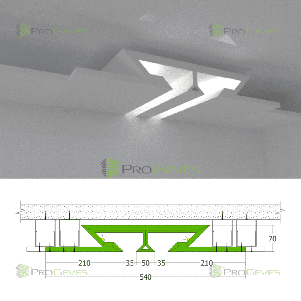 פרופיל גבס כפול לגופי תאורה שקועים בתקרת גבס PG 5.2