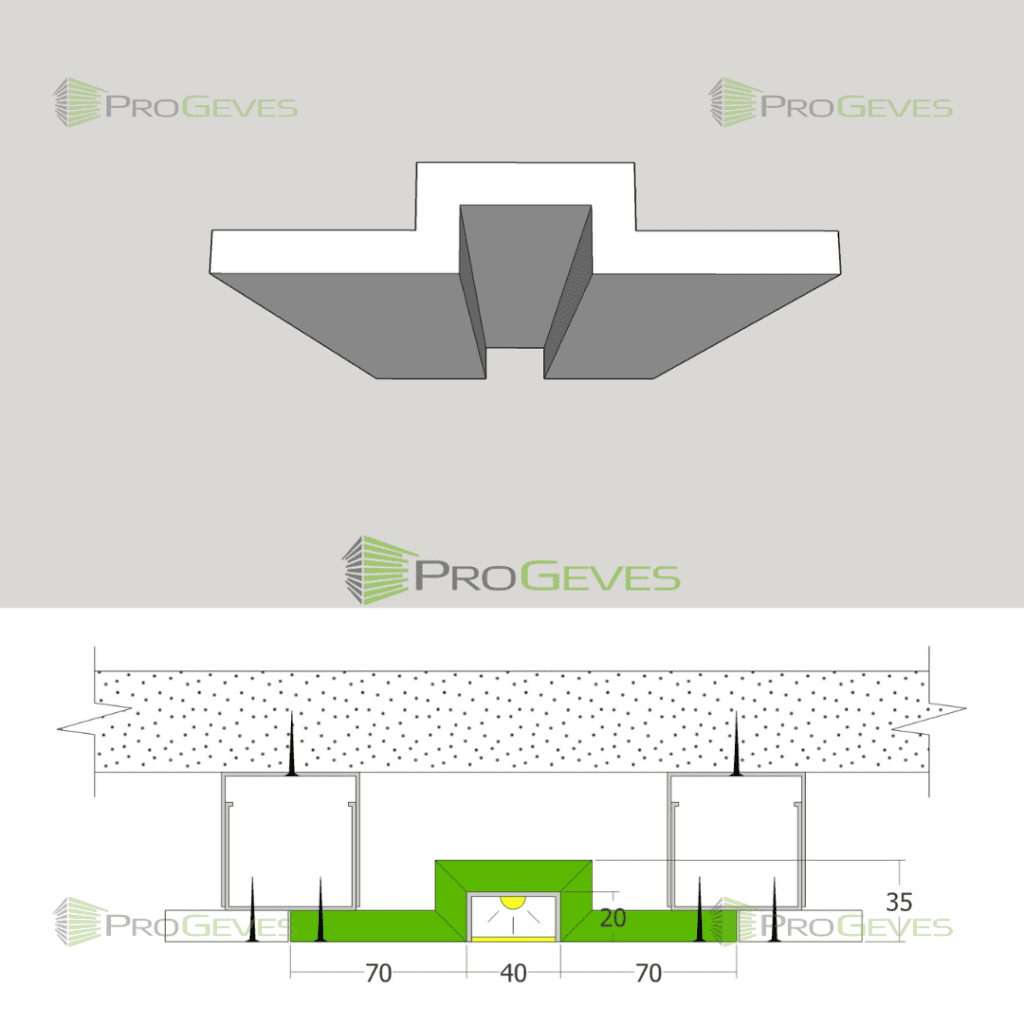 תותב גבס טרימלס להתקנת פרופיל תאורה בתקרה PG-7.40