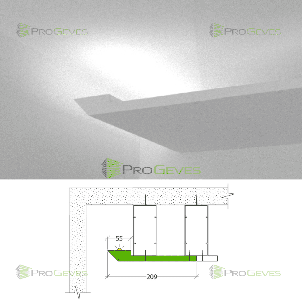 תותב גבס להתקנה בתקרה פרופיל תאורה אלומינום עם פרספקס ומקום לשנאי תאורה PG7.1
