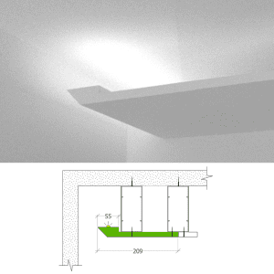 תותב גבס להתקנה בתקרה פרופיל תאורה אלומינום עם פרספקס ומקום לשנאי תאורה PG7.1